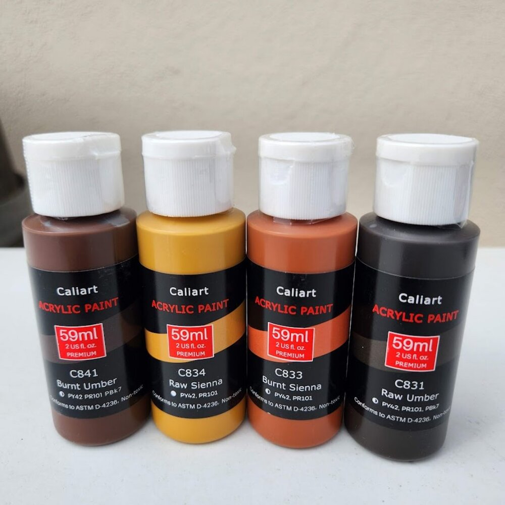 NEW 4 Caliart Acrylic Paint Set Brown Browns colors 59ml, 2oz each Art Craft Pai